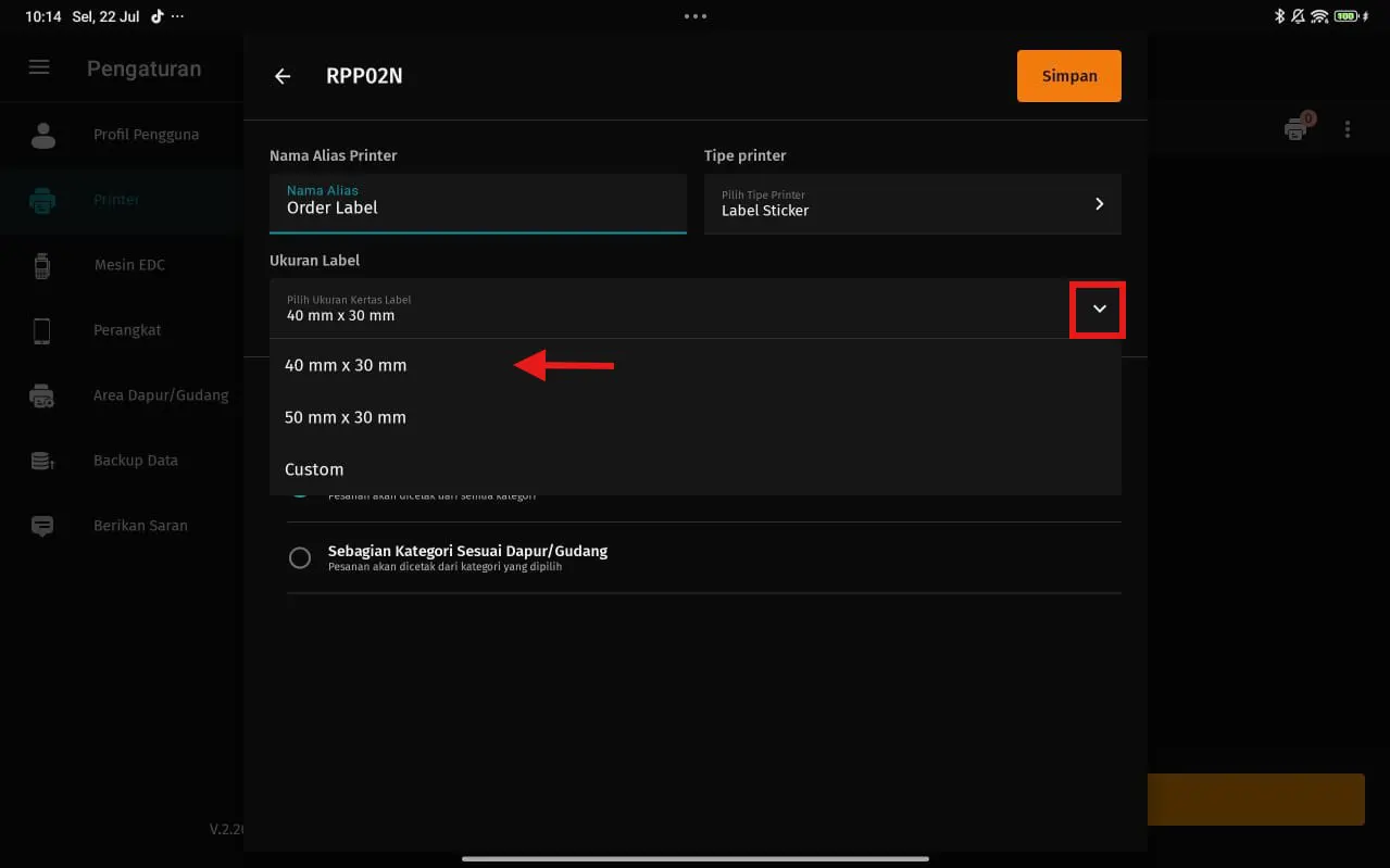 mengatur printer label